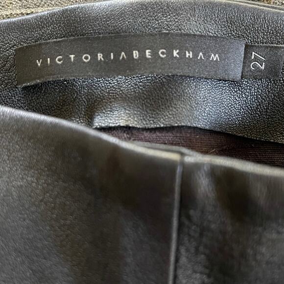 Victoria Beckham Black Leather Zip Pants‎ Leggings Size 27 - Picture 8 of 11